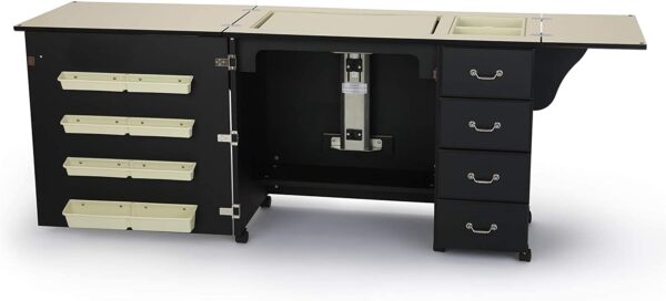 9215528b5099497494bfe7cae7320d1c Sewing Cabinet for Sturdy Sewing, Cutting, Quilting, and Crafting with Storage and Airlift, Black Finish