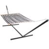Sunnydaze 2-Person Freestanding Quilted Fabric Hammock with 15' Stand - Black and White