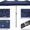 15ft Patio Umbrella with Solar Lights, Large Double Umbrella Outdoor, Rectangle 180''x106'' Umbrellas with 156 PCS LED Lights and Crank Handle for Backyard Deck Pool Shade in Black(1.9" Pole)