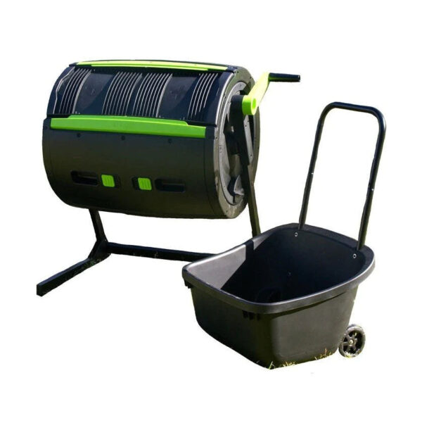 939a1e8a4ae442eb9f2339229c028ba5 65-Gallon Compost Tumbler And Cart Combo