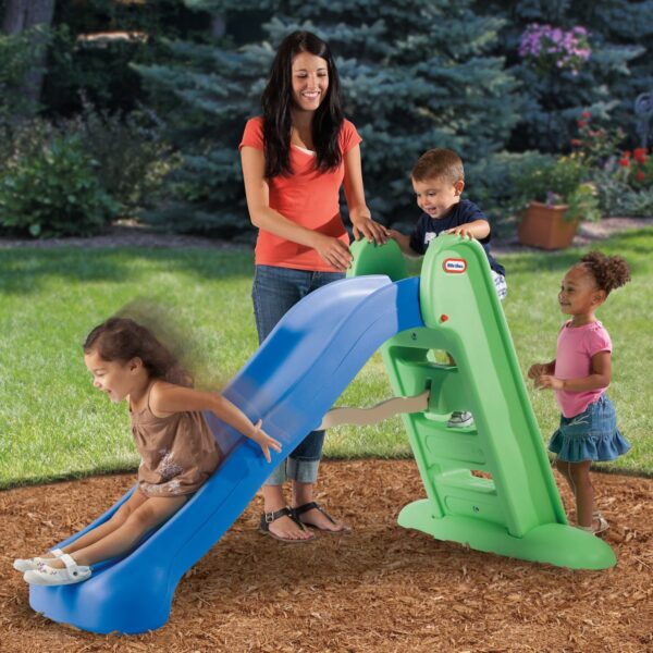 Little Tikes Easy Store Large Playground Slide with Folding for Easy Storage, Outdoor Indoor Active Play, Blue and Green- For Kids Toddlers Boys Girls Ages 2 to 6 Year old