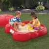 Step2 Crabbie Sandbox Red Plastic Outdoor Sandbox with Cover for Kids