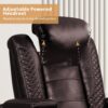 Power Home Theater Seating Set of 3, Brown Faux Leather Electric Recliner Chair with Powered Headrest, Dual Motors Movie Reclining Chairs with LED Lights,USB Port,Cup Holders, Hidden Arm Storage