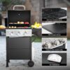 Burner BBQ Propane Gas Grill, Stainless Steel 30,000 BTU Patio Garden Barbecue Grill with Two Foldable Shelves