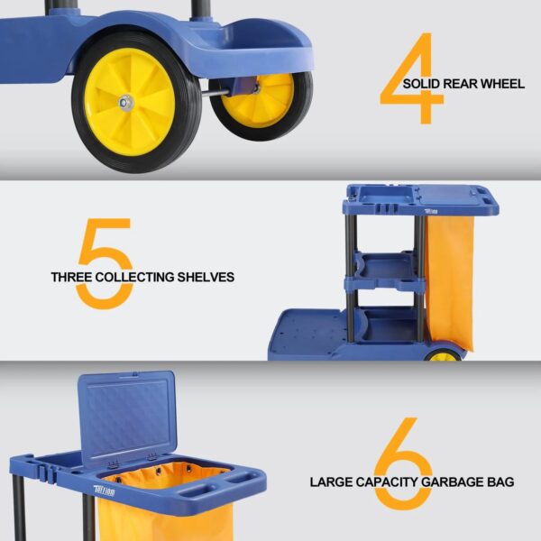 95d37ebb2e424b3e8cd9d6c86a9e7969 TUFFIOM Commercial Traditional Cleaning Janitorial 3-Shelf Cart
