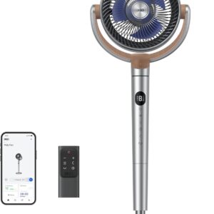 Dreo Standing Fan, 120°+120°Omni-directional Oscillating Fan For Bedroom, 80 ft Circulator With Remote, DC Motor Quiet Pedestal Fans, Adjustable Height, 8 Speeds, 3 Modes, 8H Timer, Home, PolyFan 502