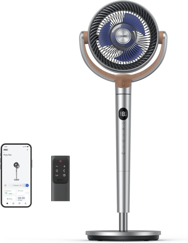 95dcd701d7cd455aa548186ced430ef8 Dreo Standing Fan, 120°+120°Omni-directional Oscillating Fan For Bedroom, 80 ft Circulator With Remote, DC Motor Quiet Pedestal Fans, Adjustable Height, 8 Speeds, 3 Modes, 8H Timer, Home, PolyFan 502