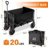 Uyittour Collapsible Wagon Cart Heavy Duty Foldable, Utility Grocery Wagon for Camping Sports Shopping