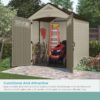Suncast Vista 7x7 Storage Shed with Multi-Wall Resin Panels, 4 Skylights, IllumiVent System, and Pad-Lockable Doors, 84" D x 84" W x 98" H, Made in The USA