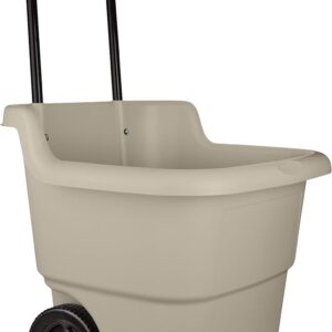 Resin 15.5 Gallon Multi-Purpose Rolling Cart with Wheels, Durable Plastic, Brown/Taupe