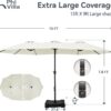 15ft Patio Umbrella Double-Sided Outdoor Market Extra Large Umbrella with Crank, Umbrella Base Included (Dark Red)