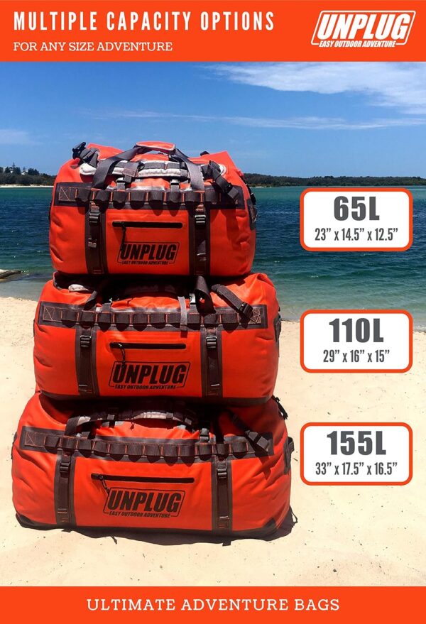 96aae402f7a74113bcdacb472d6baafe UNPLUG Ultimate Adventure Bag -1680D Heavy Duty Waterproof Travel Duffel Bags for Camping, Motorcycle Dry Bag, Waterproof Bags for Boating, Waterproof Duffle Backpack,Tactical Duffle Bag