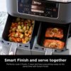 DZ401 Foodi 10 Quart 6-in-1 DualZone XL 2-Basket Air Fryer with 2 Independent Frying Baskets, Match Cook & Smart Finish to Roast, Broil, Dehydrate for Quick, Easy Family-Sized Meals, Grey
