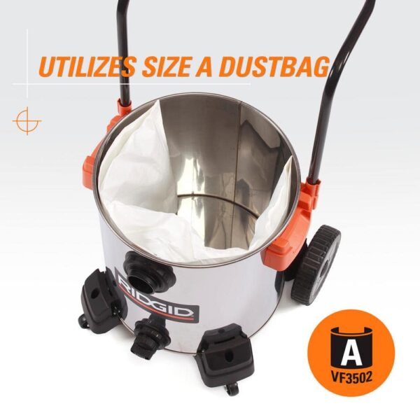 96f48f34d3504a2a825e12d64e08ca8a 16 Gallon 6.5 Peak HP Stainless Steel Wet/Dry Shop Vacuum with Fine Dust Filter, Locking Hose and Accessories WD1956