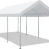 10x20 ft Heavy Duty Carport Potable Car Canopy Garage Party Tent Boat Shelter, Adjustable Height from 9.5 ft to 11 ft, Beige