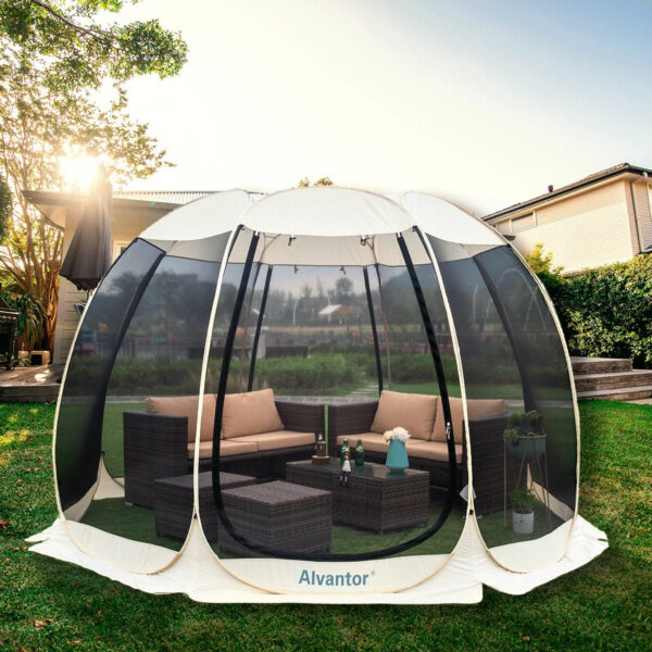 97548fd96a164e1ba66536155304cc94 Screen House Room Camping 12x12 Ecru Instant Canopy