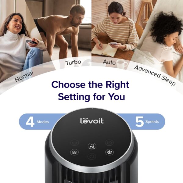 9755e39f5b4d47cf8ca5e88154099884 LEVOIT Tower Fan for Bedroom, Standing Fan that Blows Cold Air for Home, 28dB Quiet for Sleep, Remote, 90° Oscillation, 12H Timer, 25ft/s Velocity, 5 Speeds, 4 Modes, Bladeless 36 inch, White
