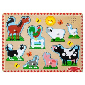 Melissa & Doug Farm Animals Sound Puzzle - Wooden Peg Puzzle With Sound Effects (8 pcs)