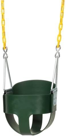978cd48d0975415a98fac02dff24481a Eastern Jungle Gym Heavy-Duty High Back Full Bucket Toddler Swing Seat | Coated Swing Chains Fully Assembled | Green Swing Set Accessory