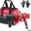 20V Cordless Electric Drain Auger-Efficient 25Ft Auto-Feed Drain Snake with Replaceable Cable,2.0Ah Battery,Charger,Storage Bag & Gloves for Kitchen,Bathroom,Shower Pipes (3/4"-2")"
