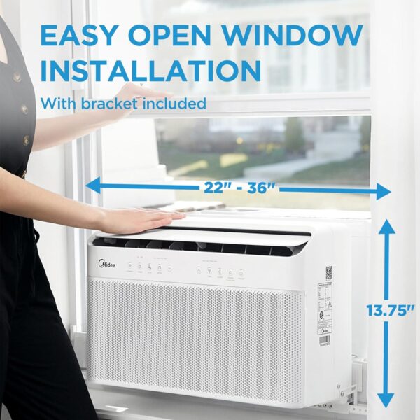 9861497c3b5544eeb5690d97308da72a 8,000 BTU U-Shaped Smart Inverter Air Conditioner – Cools up to 350 Sq. Ft., Ultra Quiet with Open Window Flexibility, Compatible with Alexa, 35% Energy Savings, Remote Control (Renewed)