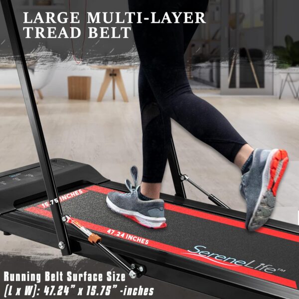 98b0efa2faa7461aab2c91f26f76d0b0 SereneLife Folding Treadmill - Foldable Home Fitness Equipment with LCD for Walking & Running - Cardio Exercise Machine - Preset and Adjustable Programs - Bluetooth Connectivity