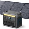 Portable Power Station with 200W Solar Panel, 1800W Solar Generator, 1056wh LFP (LiFePO4) Battery, 6 AC Outlets, Up to 2400W for Home, Power Outages, and Outdoor Camping