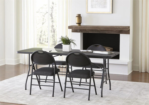 9953d9261b0e45c6af0226cdad6b4013 COSCO Deluxe 6 foot x 30 inch Fold-in-Half Blow Molded Folding Table, Black