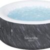Bestway SaluSpa Fiji AirJet Large Round 2 to 4 Person Inflatable Hot Tub Portable Outdoor Spa with 120 AirJets and EnergySense Cover, Grey