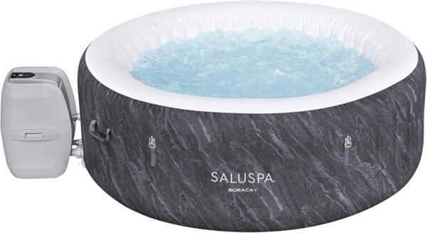 9959888966e74d838f3bdb4d98b0bf3d Bestway SaluSpa Fiji AirJet Large Round 2 to 4 Person Inflatable Hot Tub Portable Outdoor Spa with 120 AirJets and EnergySense Cover, Grey