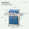 Burner Propane Gas BBQ Grill with Side Burner & Porcelain-Enameled Cast Iron Grates, 42,000 BTU Output Stainless Steel Grill for Outdoor Cooking Kitchen and Patio Backyard Barbecue-Captiva