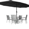 15ft Patio Umbrella with Solar Lights, Large Double Umbrella Outdoor, Rectangle 180''x106'' Umbrellas with 156 PCS LED Lights and Crank Handle for Backyard Deck Pool Shade in Black(1.9" Pole)
