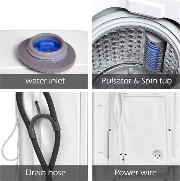9a68f208f296456bacf5aa33830d62e6 Portable Washing Machine, Full Automatic Washer and Dryer Combo, with Built-in Pump Drain 8 LBS Capacity Compact Laundry Washer Spin Dryer for Apartment RV Dorm