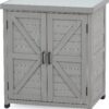 Potting Bench with Storage Cabinet and Metal Table Top for Outdoor Patio, Garden Furniture Wood Workstation