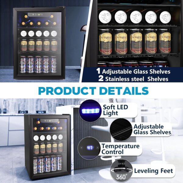 9a920afbdaa1498aabab5dd2ea7aafa2 Mini Fridge 130 Can Beverage Refrigerator Cooler, 3.2 Cu.Ft Drink Fridge for Soda Wine Beer, Adjustable Temperature Control for Home Office, Black