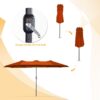 15ft Patio Umbrella with Solar Lights, Large Double Umbrella Outdoor, Rectangle 180''x106'' Umbrellas with 156 PCS LED Lights and Crank Handle for Backyard Deck Pool Shade in Black(1.9" Pole)