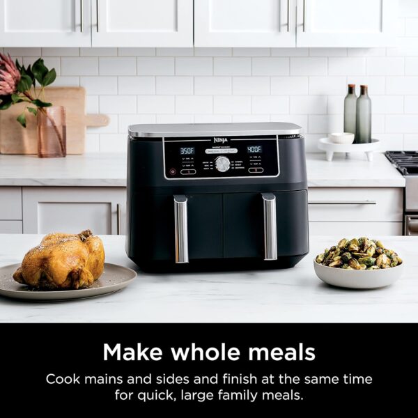 9bdd7b163a894bfa9c990736b7a9dd13 DZ401 Foodi 10 Quart 6-in-1 DualZone XL 2-Basket Air Fryer with 2 Independent Frying Baskets, Match Cook & Smart Finish to Roast, Broil, Dehydrate for Quick, Easy Family-Sized Meals, Grey