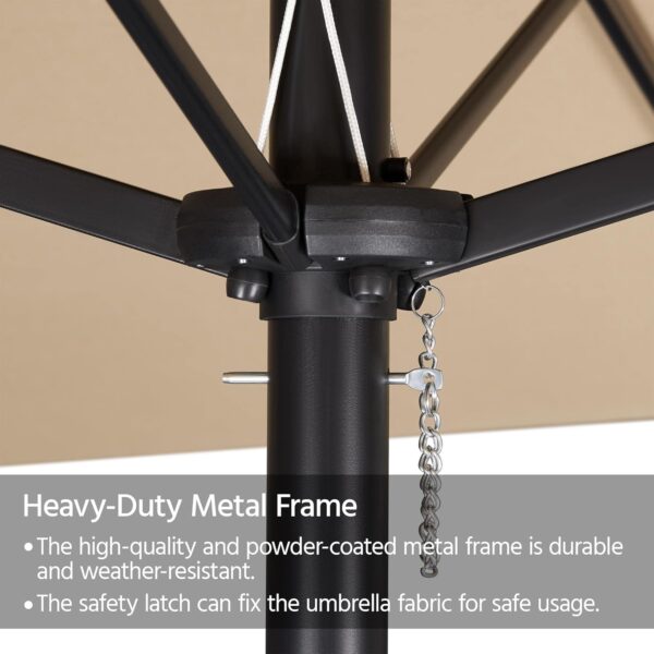9c02e36169d84287b7b4a21cbe5c9e62 15 ft Large Patio Umbrella with Solar Lights Double-Sided Outdoor Rectangle Market Umbrellas with 36 LED Lights/Base Included/Easy Crank for Patio Garden Yard Pool Lawn, Brown