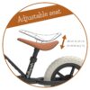Chillafish Charlie lightweight toddler balance bike with carry handle, adjustable seat and handlebar, puncture-proof 10-inch wheels, for kids 18-48 months, Black