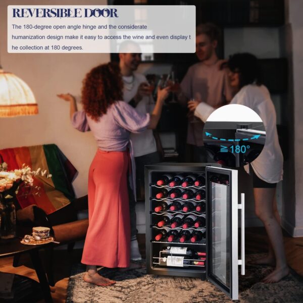 9d5ff47349d44f0f8974576c763fe579 24 inch Wine Cooler, 46 Bottle - Dual Zone Built-in or Freestanding Fridge with Stainless Steel Reversible Glass Door, for Home, Kitchen, or Office.
