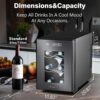 24 inch Wine Cooler, 46 Bottle - Dual Zone Built-in or Freestanding Fridge with Stainless Steel Reversible Glass Door, for Home, Kitchen, or Office.