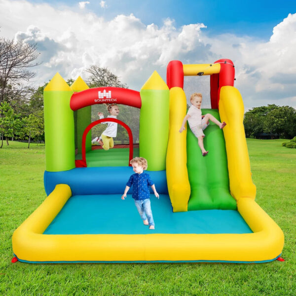 9dc23719531e4e57b876c41166b55e7c Costway Inflatable Bounce House Water Slide Jump Bouncer Climbing Wall Splash Pool Blower Excluded