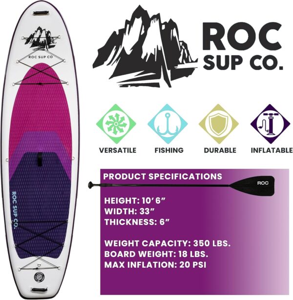 9e397132642e47ceb50cb3cc7fc5b422 Roc Inflatable Stand Up Paddle Boards 10 ft 6 in with Premium SUP Paddle Board Accessories, Wide Stable Design, Non-Slip Comfort Deck for Youth & Adults