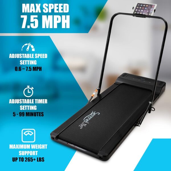 9ed5b8c5a29e48c9bbd0e05bfad25c83 SereneLife Folding Treadmill - Foldable Home Fitness Equipment with LCD for Walking & Running - Cardio Exercise Machine - Preset and Adjustable Programs - Bluetooth Connectivity
