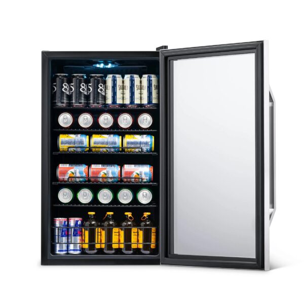 9ee2ae3ceaf04c598ca7f2a2220df636 Newair 126 Can Beverage Refrigerator Cooler, Freestanding Mini Fridge with SplitShelf in Stainless Steel for Home, Office or Bar