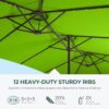Double Sided Patio Umbrellas - 15ft Solar Lights LED Lighted Outdoor Extra Large Market Table Umbrella with Base Included, Oversized Umbrella for Deck, Pool, Backyard (Beige)
