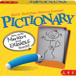 Pictionary Board Game, Drawing Game for Kids, Adults & Game Night with Dry Erase Markers & Boards