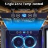 24 inch Wine Cooler, 46 Bottle - Dual Zone Built-in or Freestanding Fridge with Stainless Steel Reversible Glass Door, for Home, Kitchen, or Office.