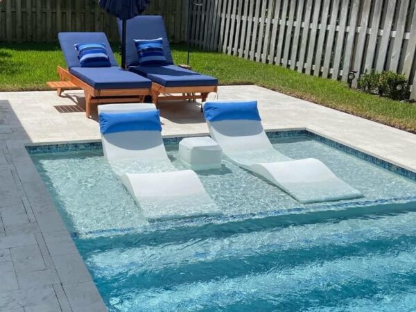 9f74c31517c74367972ed9fa90f4048a Classic White - in-Pool Chaise Lounger – Designed for Water Depths Up to 9” – Aqua Outdoors – Set of 2 – Compatible with All Pool Types - Poolside & Sun Deck Tanning