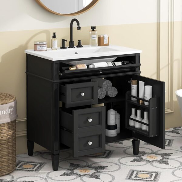9f839c81f8dc4d5e91e36d6839b3e1c9 36" Bathroom Vanity with Single Sink Combo, Modern Undermount Bathroom Sink Cabinet with 2 Drawers and a Tip-Out Drawer, Freestanding Bathroom Vanities, Soft Closing, Solid Wood Frame